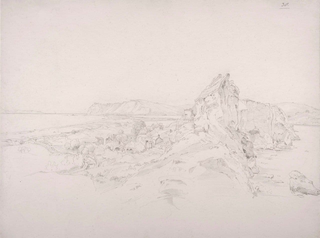 Capo Miseno with the Lago d'Averno on the Gulf of Naples
