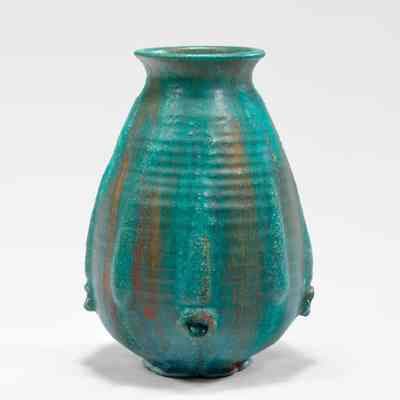 Turquoise Vase with Dripped Glaze