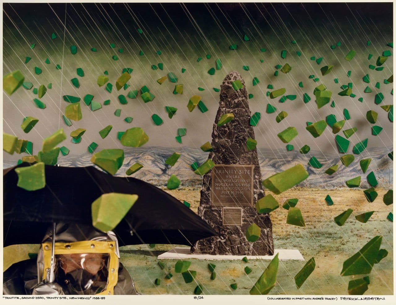 Trinitite, Ground Zero, Trinity Site, New Mexico, from "Nuclear Enchantment"
Patrick Nagatani
20th Century
2022.157.7 Trinitite, Ground Zero, Trinity Site, New Mexico, from "Nuclear Enchantment"