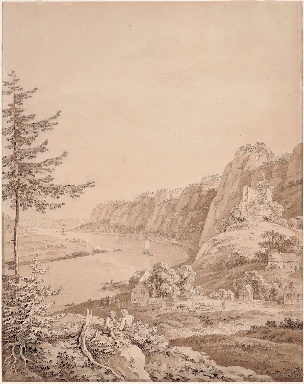 A View of the Elbe River and the Bastei Rocks in the Sächsische Schweiz, Saxony
Adrian Zingg
18th Century,19th Century
2006.12 A View of the Elbe River and the Bastei Rocks in the Sächsische Schweiz, Saxony