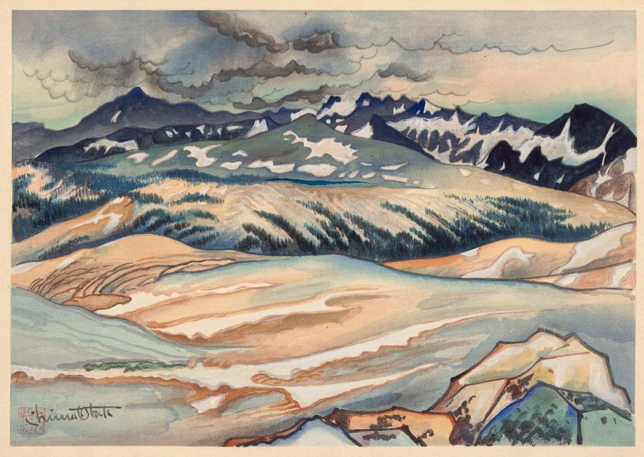 Great Nature: Storm on Lyell Mountain from Johnson Peak
Chiura Obata
20th Century
1994.25.1 Great Nature: Storm on Lyell Mountain from Johnson Peak
