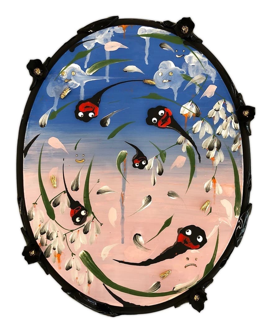 Alex Anderson (American, born 1990), Spiraling, 2020. Earthenware, glaze, and gold luster, 22 x 17 x 2 in. Crocker Art Museum, John S. Knudsen Endowment Fund, 2021.49.