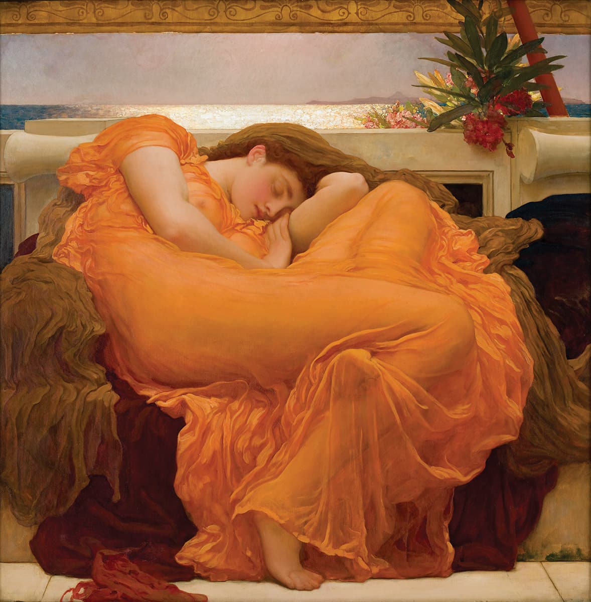 Frederic, Lord Leighton (England, 1830–1896), Flaming June, 1895. Oil on canvas, 46 7/8 × 467/8 in. Museo de Arte de Ponce. The Luis A. Ferré Foundation, Inc.