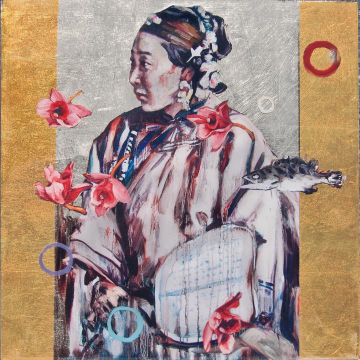 Hung Liu and David Salgado Trust, Fallen Flowers, 2013. Mixed media, 13 x 13 x 2 in.