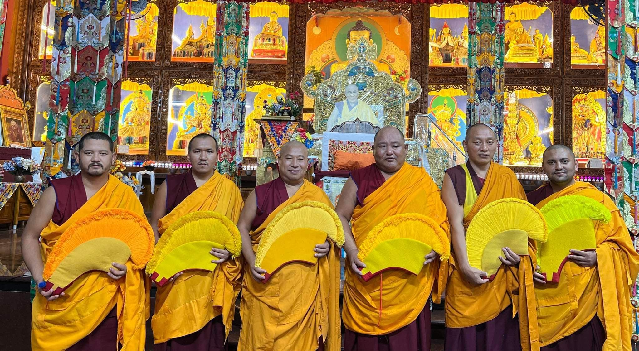 Tibetan Monks of Gaden Shartse Monastery, Mundgod, India.