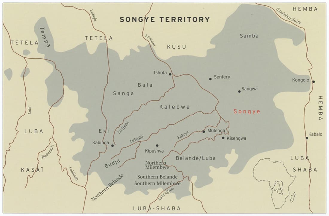 A map from Songye: The Formidable Statuary of Central Africa by Francois Neyt (2004).