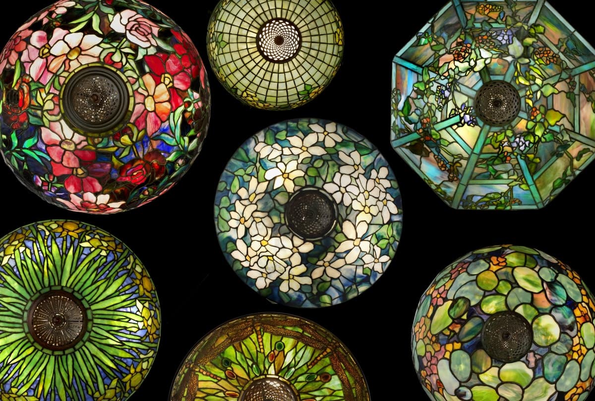 Tiffany Studios, Group of Lamps (birds-eye detail). Photograph by John Faier. © 2013 The Richard H. Driehaus Museum.