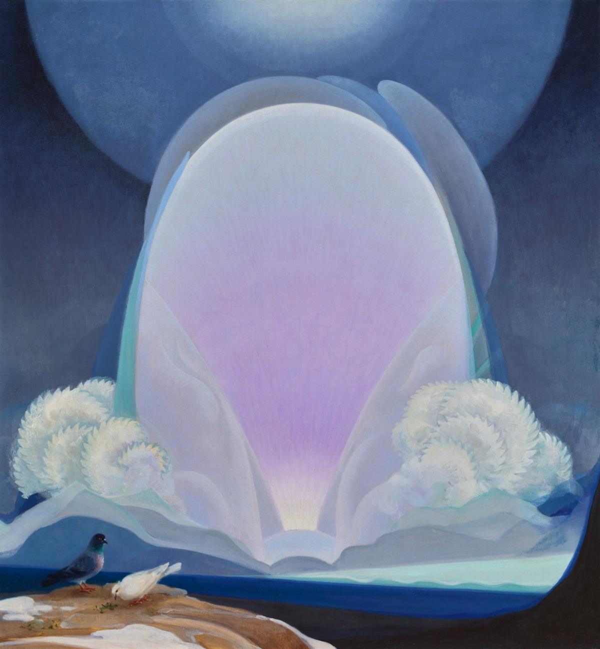 Agnes Pelton (American, born Germany, 1881–1961), Winter, 1933. Oil on canvas, 30 x 28 in. Crocker Art Museum Purchase; Paul LeBaron Thiebaud, George and Bea Gibson Fund, Denise and Donald C. Timmons, Melza and Ted Barr, Sandra Jones, Linda M. Lawrence, Nancy Lawrence and Gordon Klein, Nancy S. and Dennis N. Marks, William L. Snider and Brian Cameron, Stephenson Foundation, Alan Templeton, A.J. and Susana Mollinet Watson, and other donors, 2013.54