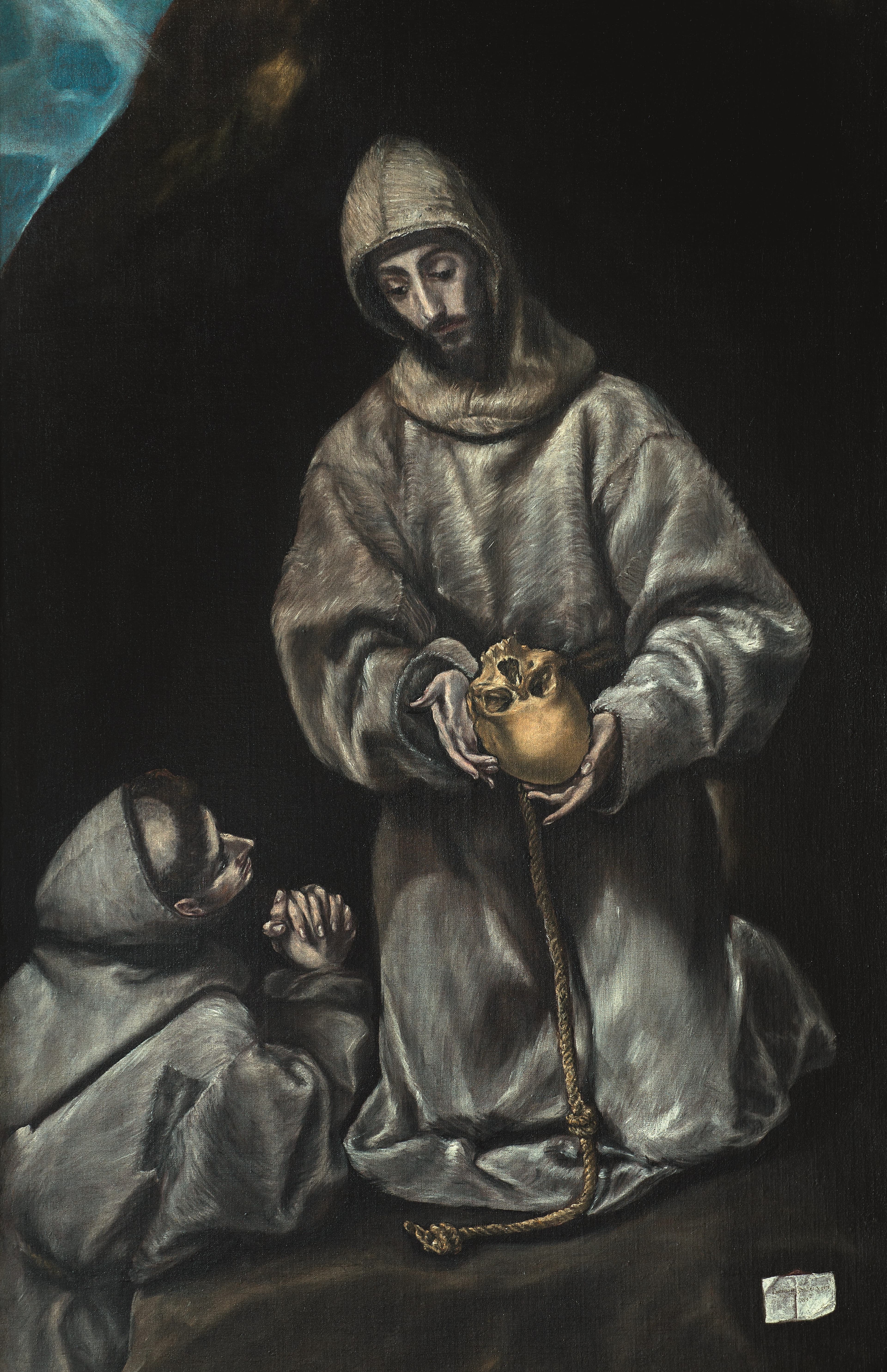 Doménikos Theotokópoulos “El Greco” (Greek, 1541-1614), "Saint Francis of Assisi in Meditation with Brother Leo," circa 1600-1605. Oil on canvas, 61 1/8 × 39 3/8 in. Museo de Arte de Ponce. The Luis A. Ferré Foundation, Inc. Doménikos Theotokópoulos “El Greco” (Greek, 1541-1614), "Saint Francis of Assisi in Meditation with Brother Leo," circa 1600-1605. Oil on canvas, 61 1/8 × 39 3/8 in. Museo de Arte de Ponce. The Luis A. Ferré Foundation, Inc.